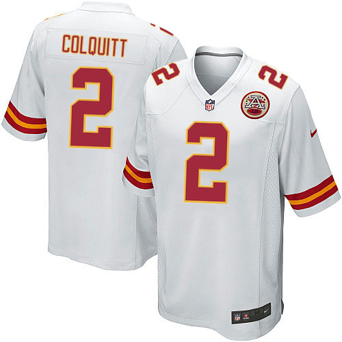 Men's Game Dustin Colquitt Nike Jersey White Road - #2 NFL Kansas City Chiefs